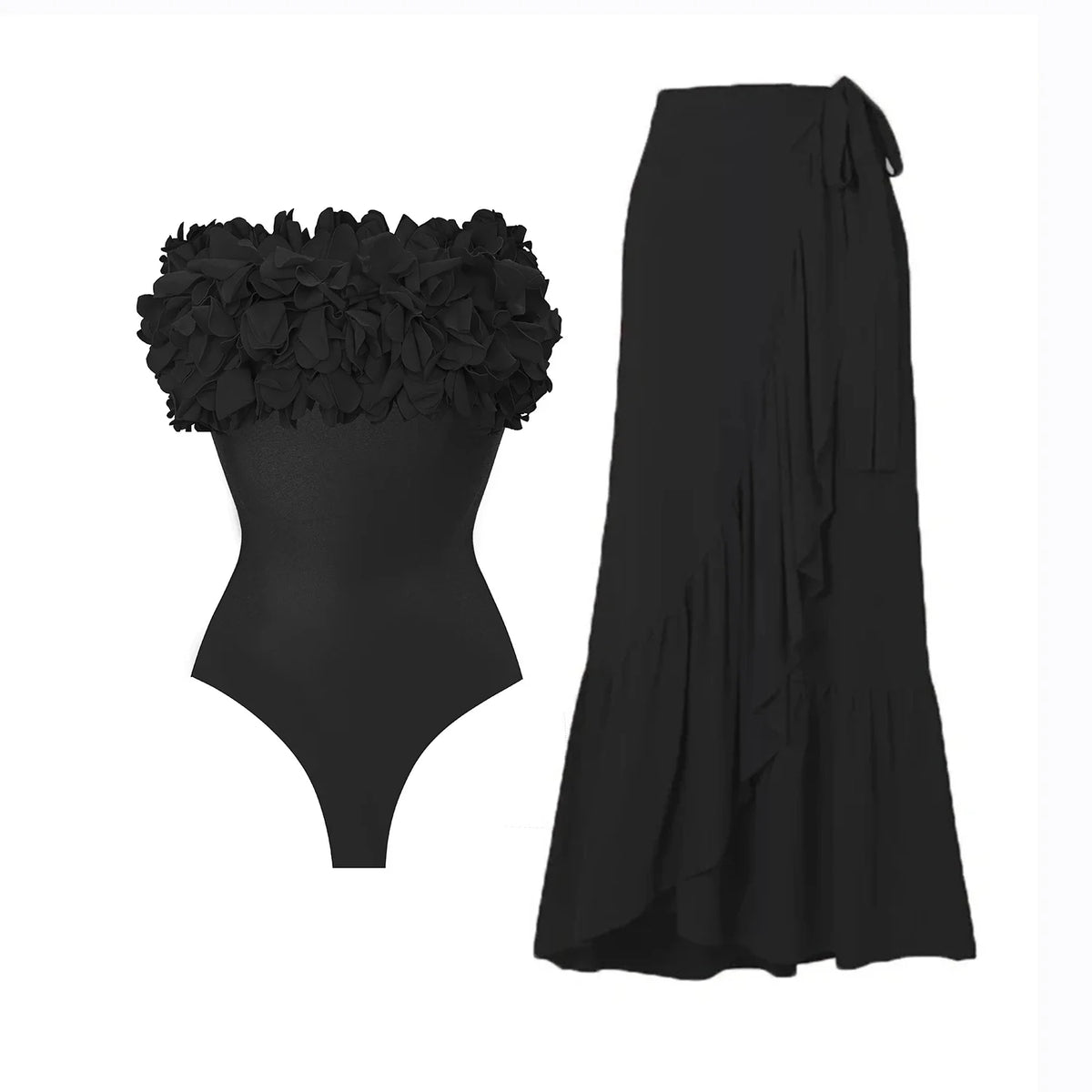 Off-Shoulder Ruffle Push-Up Swimsuit