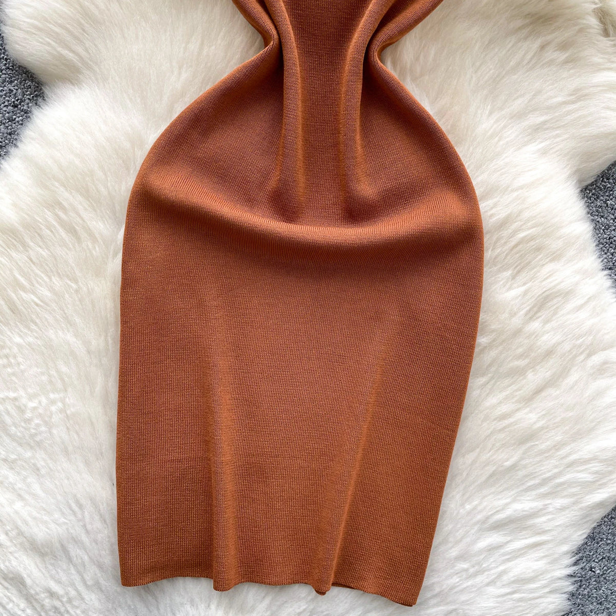Backless Knit Button Mini Dress