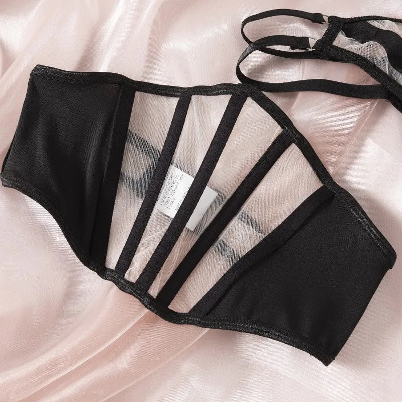Transparent Lace Lingerie Set with Thong