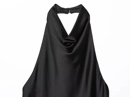 Satin Backless Halter Camisole Top