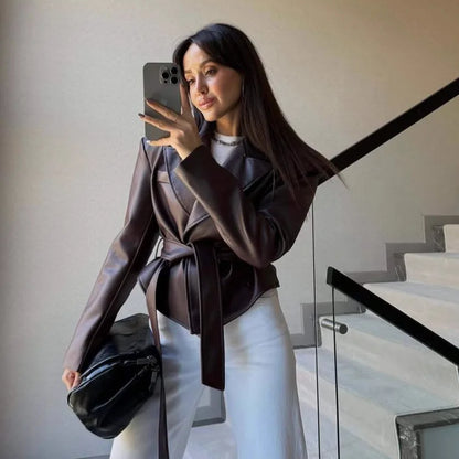 Lace-Up Faux Leather Moto Jacket