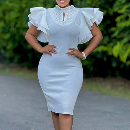 Elegant Beaded Bodycon Midi Dress