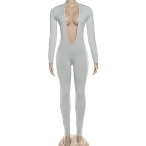 STYLISH LADY Cut Out Jumpsuits 2025 Autumn Women Long Sleeve V Neck Backless Bodycon Sexy Club Party Rompers Jumpsuits