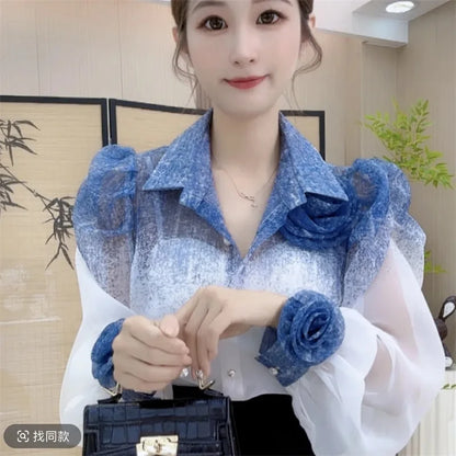 Three-Dimensional Flower Sunscreen Shirt With A