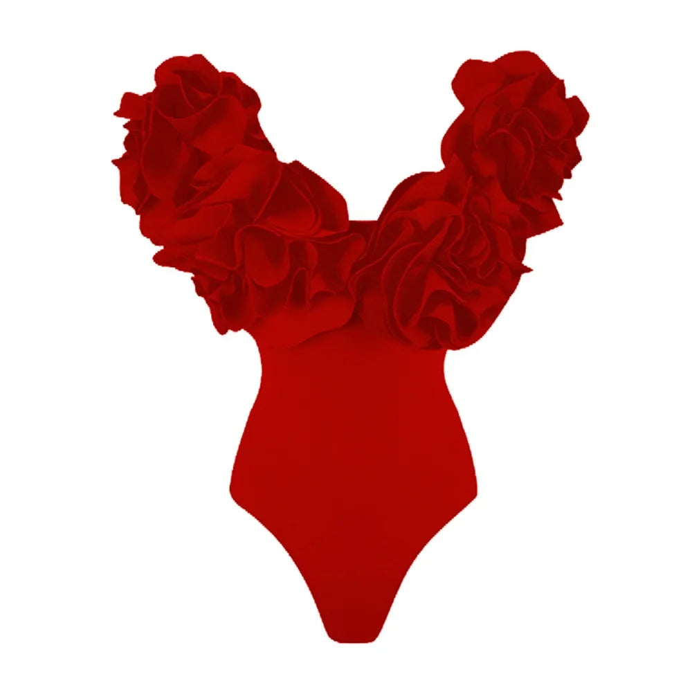 Off-Shoulder Ruffle Push-Up Swimsuit