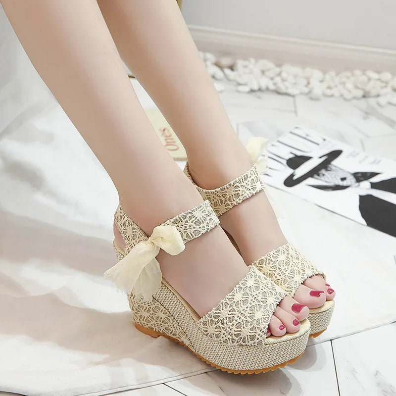 2023women sandals Lace Leisure Wedges Heeled
