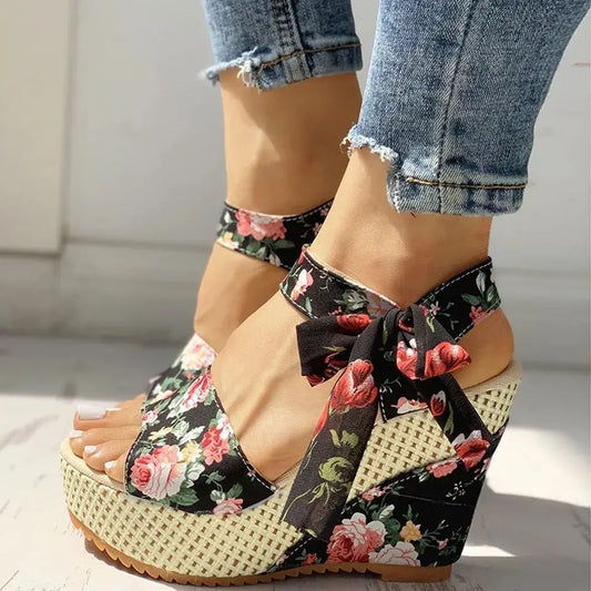 2023women sandals Lace Leisure Women Wedges Heeled Women sandals Summer Sandals Party Platform High Heels Shoes Woman