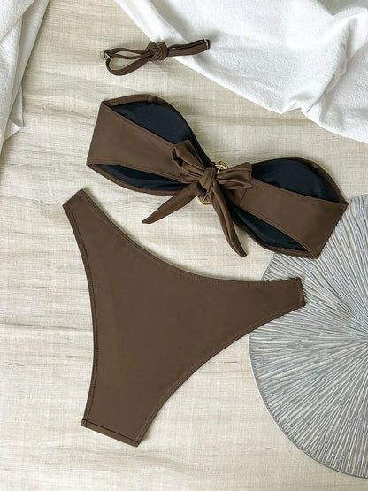 2026 Bandeau Bikinis Padded Swimwear Swimsuit