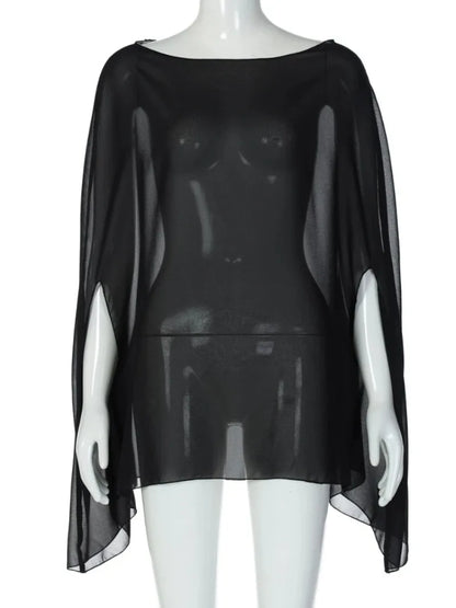 See-Through Chiffon Cover-Up Blouse