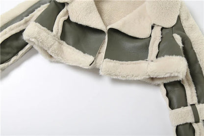 Furry Patchwork Crop Jacket