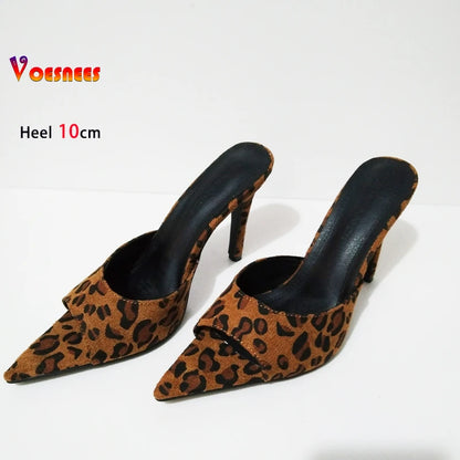 Leopard Print Stiletto High Heel Mules