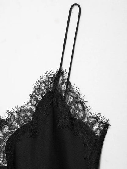 Asymmetrical Lace Backless Slip Top