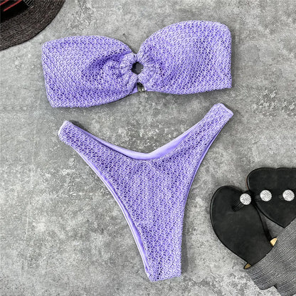 Brown Bandeau Bikinis Sets De Mujer