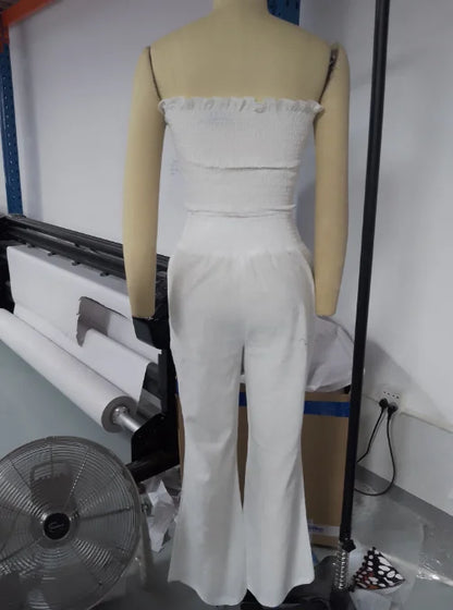 Bandeau Crop Top & Shirred Pants Set
