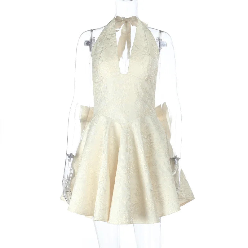 Evening Party Dresses Bow Halter Long