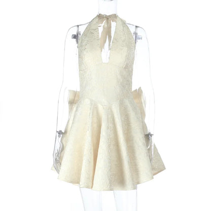 Evening Party Dresses Bow Halter Long