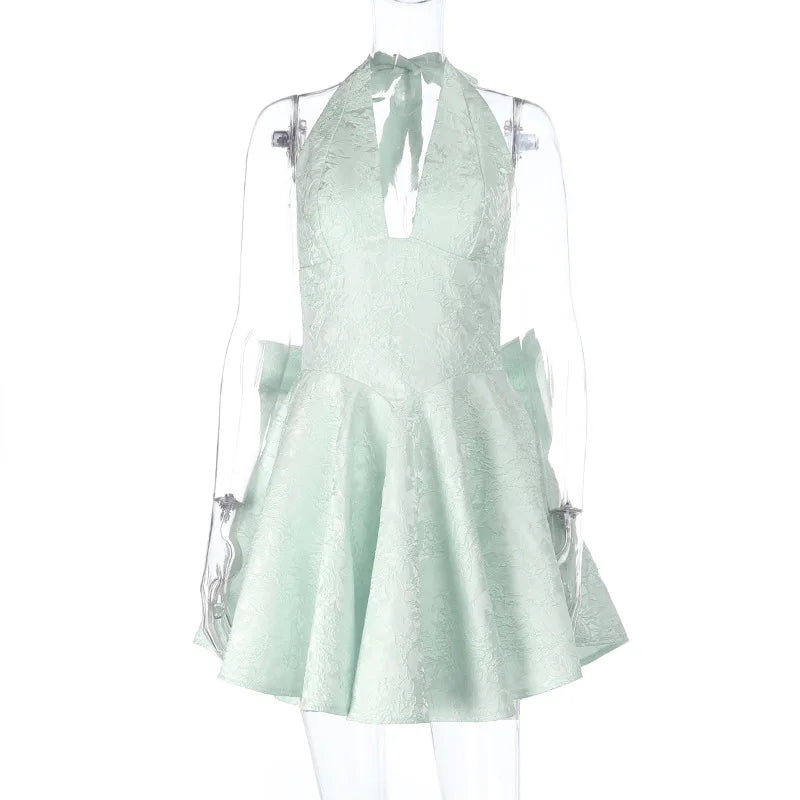 Evening Party Dresses Bow Halter Long