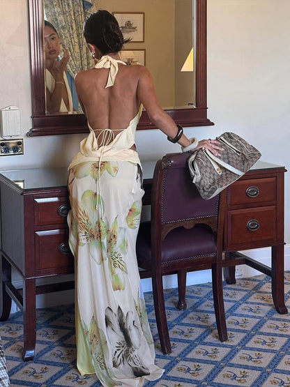 3-Piece Halter Top and Mesh Skirt Set