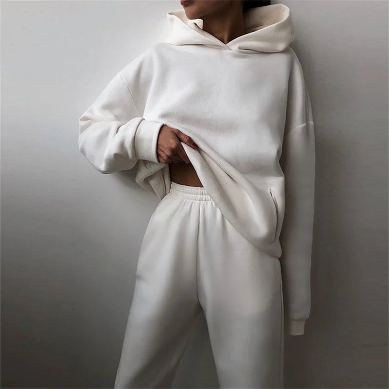 Tracksuit Suit Warm Hoodie Sweatshirts Two