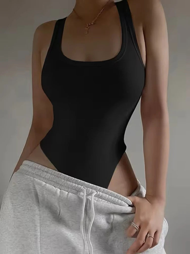 Off-Shoulder Halter Knit Bodysuit