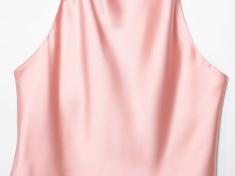 Satin Backless Halter Camisole Top