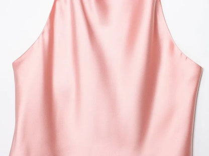 Satin Backless Halter Camisole Top