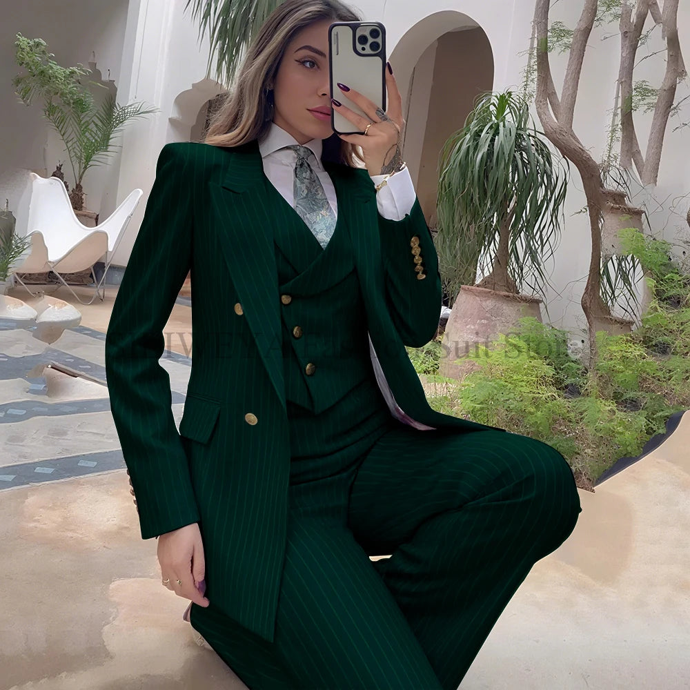 Navy Striped 3-Piece Blazer, Vest & Pant Set