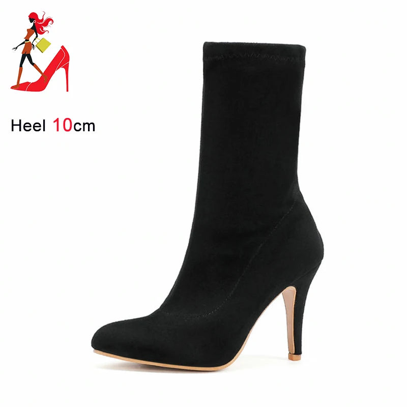Sock Short Boots Mid-Calf Thin High
