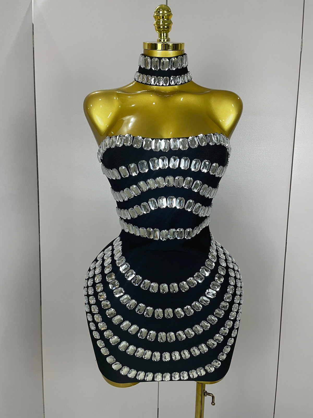 Sparkly Rhinestones Bodycon Strapless Mini Bandage