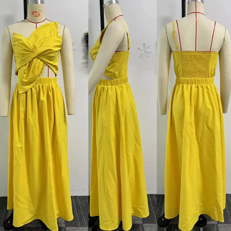 Draped Bow Strapless A-Line Maxi Dress