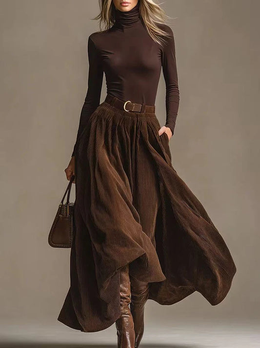 Maxi Skirts Turtleneck Shirt Top Two