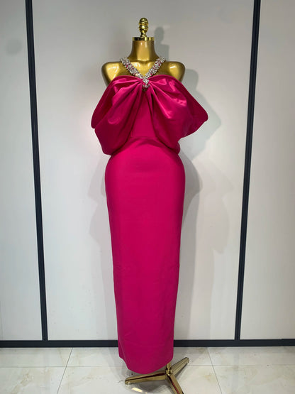 Crystal Halter Off-Shoulder Bandage Dress