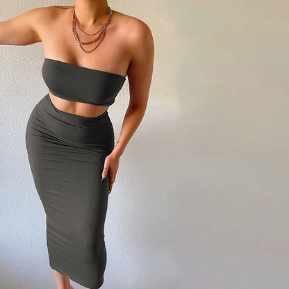 Strapless Tube Top & Maxi Skirt Set
