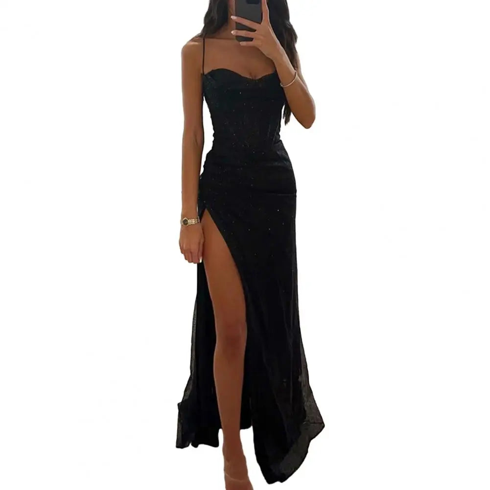 Bodycon Dress Shiny Sequins Spaghetti Strap