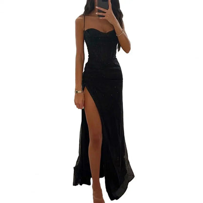 Bodycon Dress Shiny Sequins Spaghetti Strap