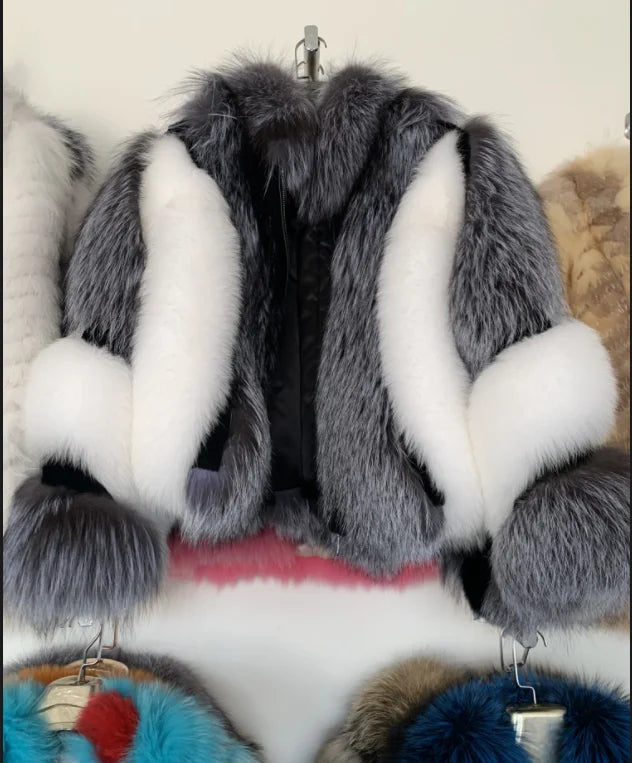 Real Fox Fur Jacket, Warm and