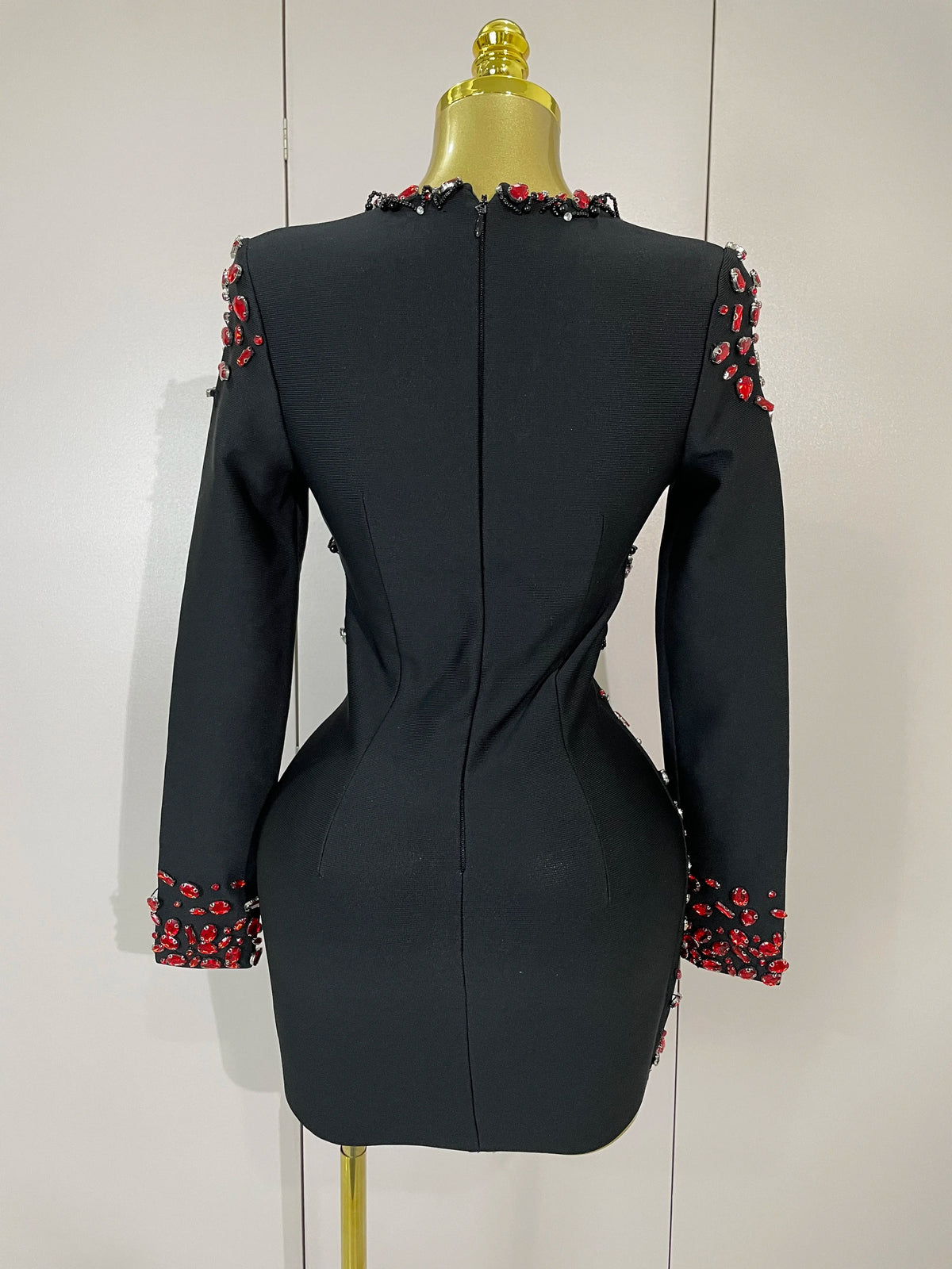 Celebrity Long Sleeve V Neck Rhinestone