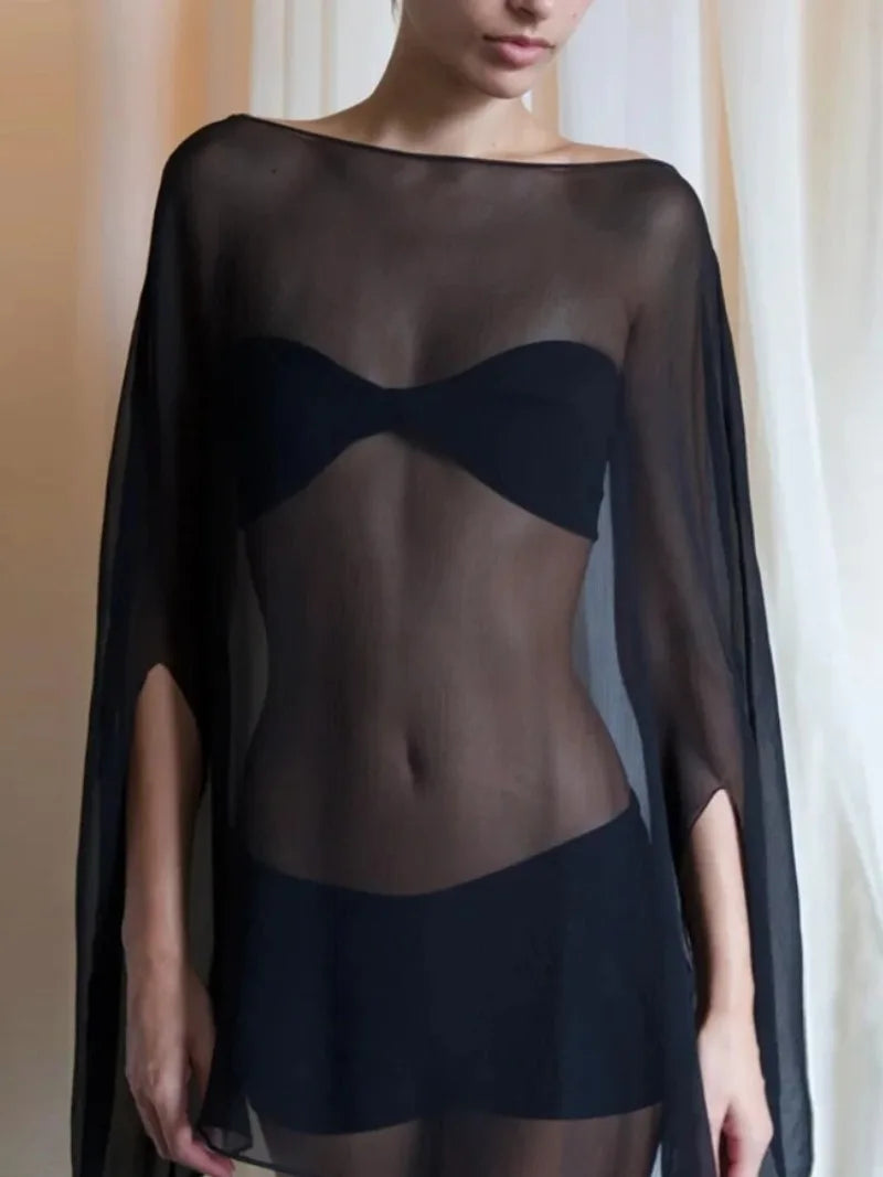 See-Through Chiffon Cover-Up Blouse
