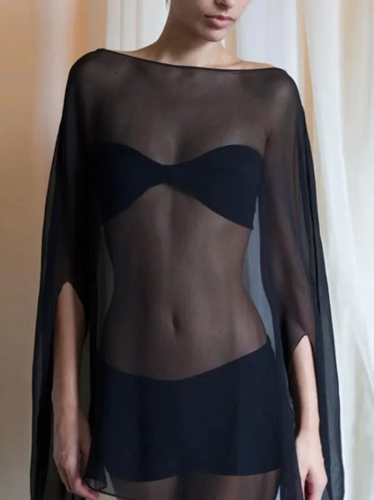 See-Through Chiffon Cover-Up Blouse