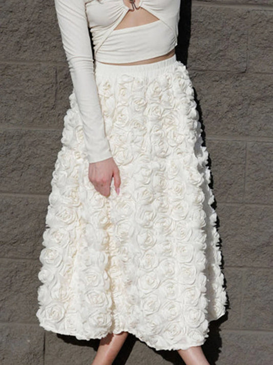 3D Flower Ball Gown Long Skirt