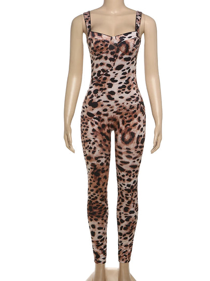 Leopard Print Stretch Jumpsuit