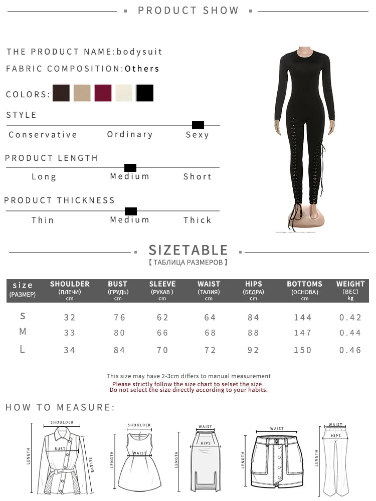 Weird Puss Sexy Fall Jumpsuits Women Diy Shirring o-Neck Full Sleeve Midnight Party Club Stretch Activity Fitness Slim Overalls