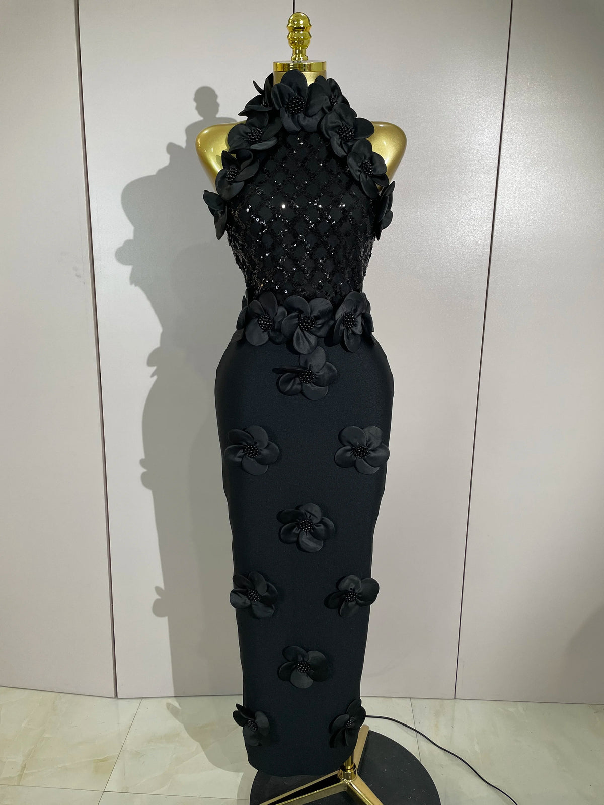 Floral Beaded Mesh Patchwork Bandage Dress
