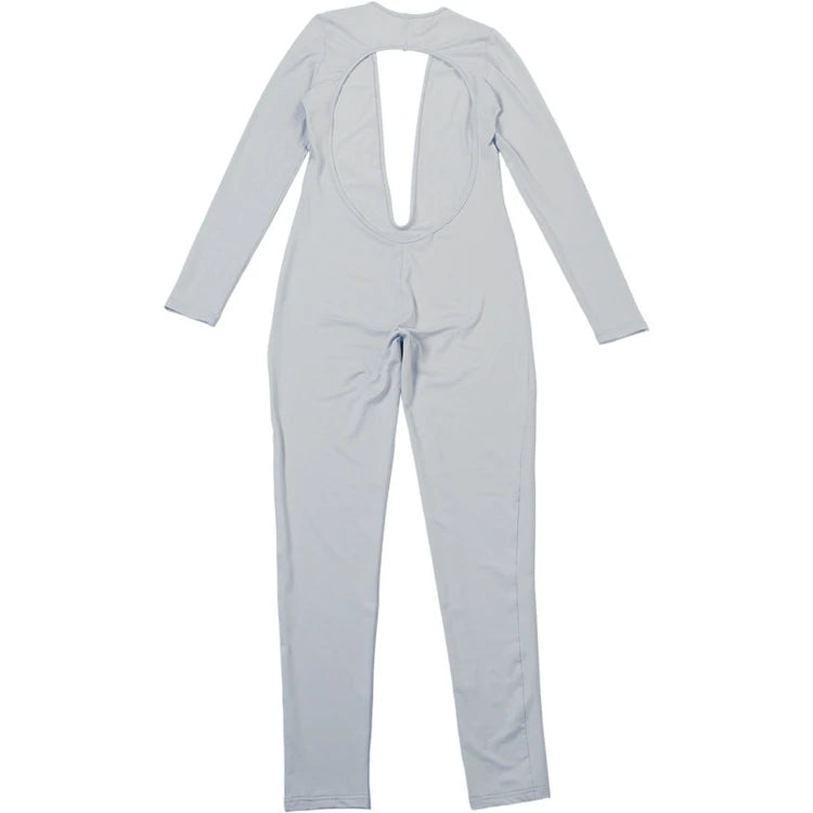 STYLISH LADY Cut Out Jumpsuits 2025 Autumn Women Long Sleeve V Neck Backless Bodycon Sexy Club Party Rompers Jumpsuits