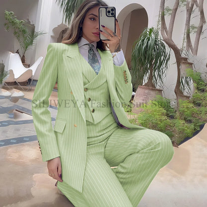 Navy Striped 3-Piece Blazer, Vest & Pant Set