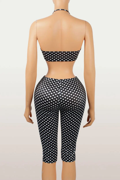 Polka Dot Halter Top and Bike Shorts Set