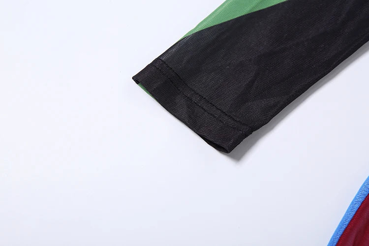 Nibber Colorful Print Jumpsuits Woman Turtleneck Full Sleeve Sexy See Through Skinny Peach Hip Hottie Street Fashion Overalls