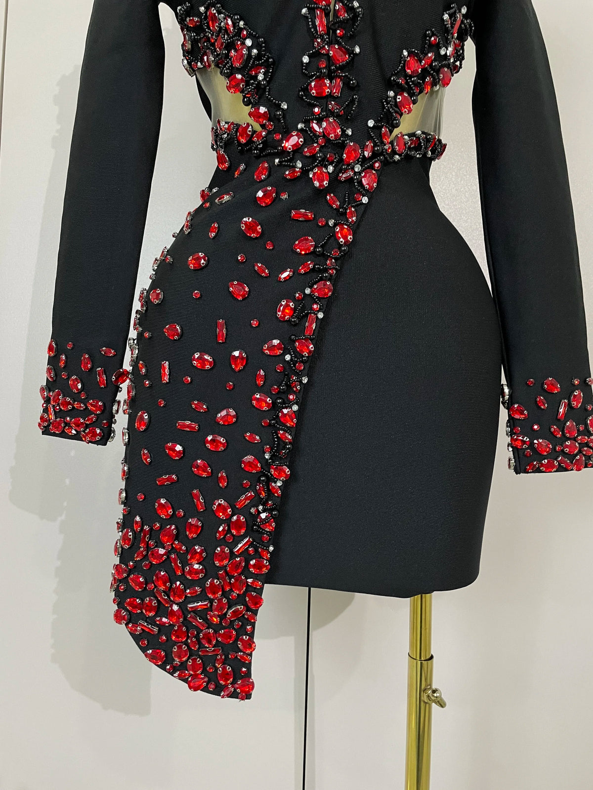 Celebrity Long Sleeve V Neck Rhinestone
