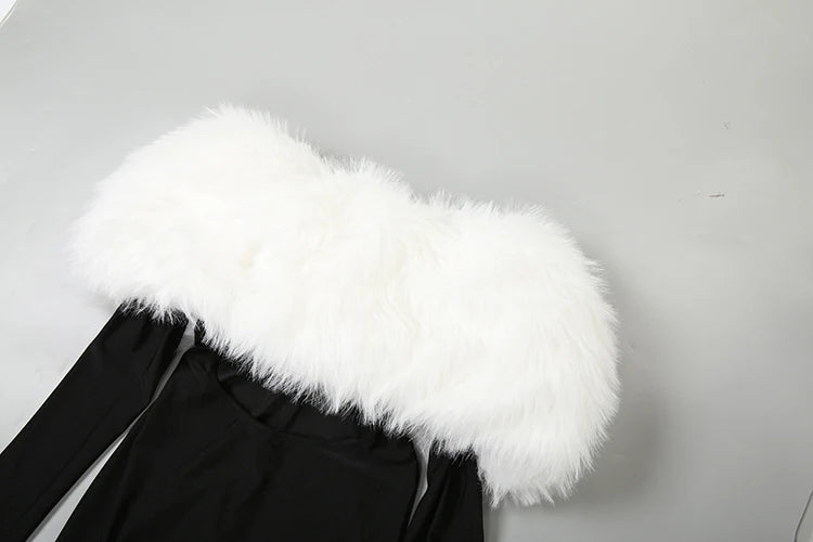 Weird Puss Furry Slash Neck Jumpsuits Woman Luxury Hipster Patchwork Trend Sexy Hollow Stretch Fitness Club Activity Overalls