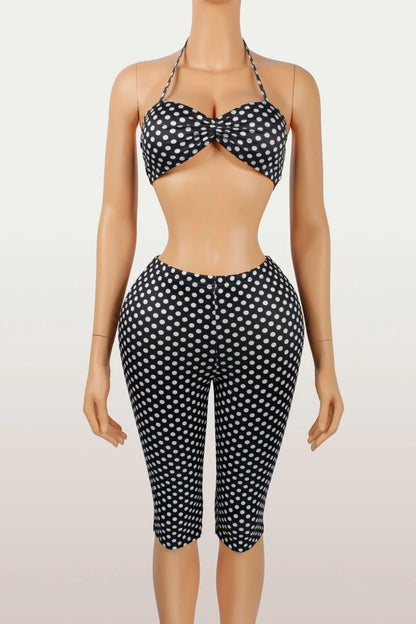 Polka Dot Halter Tank & Bike Shorts Set